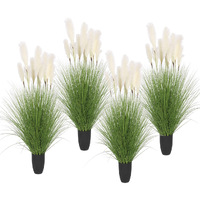 SOGA 4X 110cm Artificial Indoor Potted Reed Bulrush Grass Tree Fake Plant Simulation Decorative