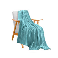 SOGA Sky Blue Throw Blanket Warm Cozy Striped Pattern Thin Flannel Coverlet Fleece Bed Sofa Comforter