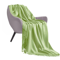 SOGA Green Acrylic Knitted Throw Blanket Solid Fringed Warm Cozy Woven Cover Couch Bed Sofa Home Decor