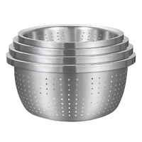 SOGA Stainless Steel Nesting Basin Colander Perforated Kitchen Sink Washing Bowl Metal Basket Strainer Set of 4