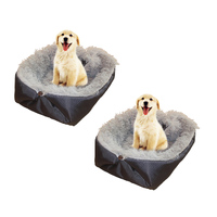 SOGA 2X Black Dual-purpose Cushion Nest Cat Dog Bed Warm Plush Kennel Mat Pet Home Travel Essentials