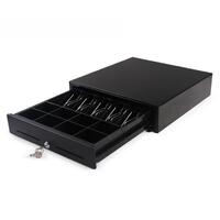 SOGA Black Heavy Duty Cash Drawer Electronic 4 Bills 8 Coins Cheque Slot Tray Pos 410