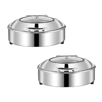 SOGA 2X Stainless Steel Round Chafing Dish Tray Buffet Cater Food Warmer Chafer with Top Lid