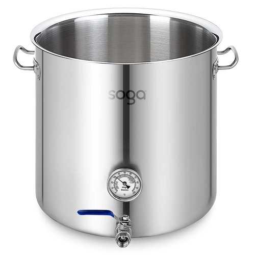 SOGA Stainless Steel 50L No Lid Brewery Pot With Beer Valve 40*40cm